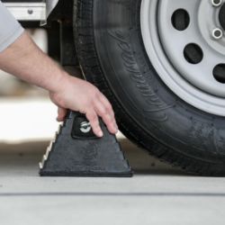 Buyers Products WC6810L Rubber Wheel Chock with Chain Eye - 10" x 8" x 6" - BUY WC6810L