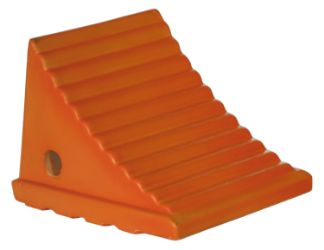 Buyers Products WC8118 Fluorescent Orange Poly Wheel Chock - 8.69" x 11.25" x 8.13" 